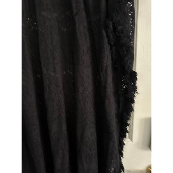 Lovestitch Women's Black V-Neckline Fringe Mini Kaftan Dress Size Medium - Picture 7 of 8